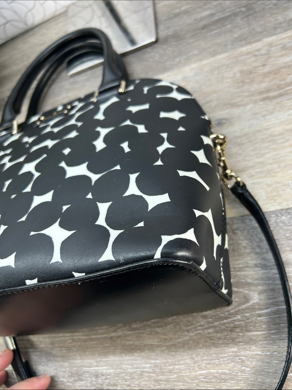 kate spade Black & White Patterned Dome Satchel - Picture 11 of 12